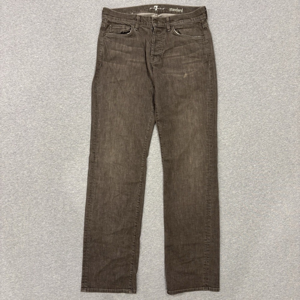7 For All Mankind Standard Jeans Men's Size 31x33 (Fits32x33) Brown Denim USA